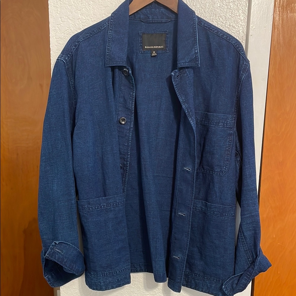 Banana Republic Men's Blue Linen Chore Jacket
